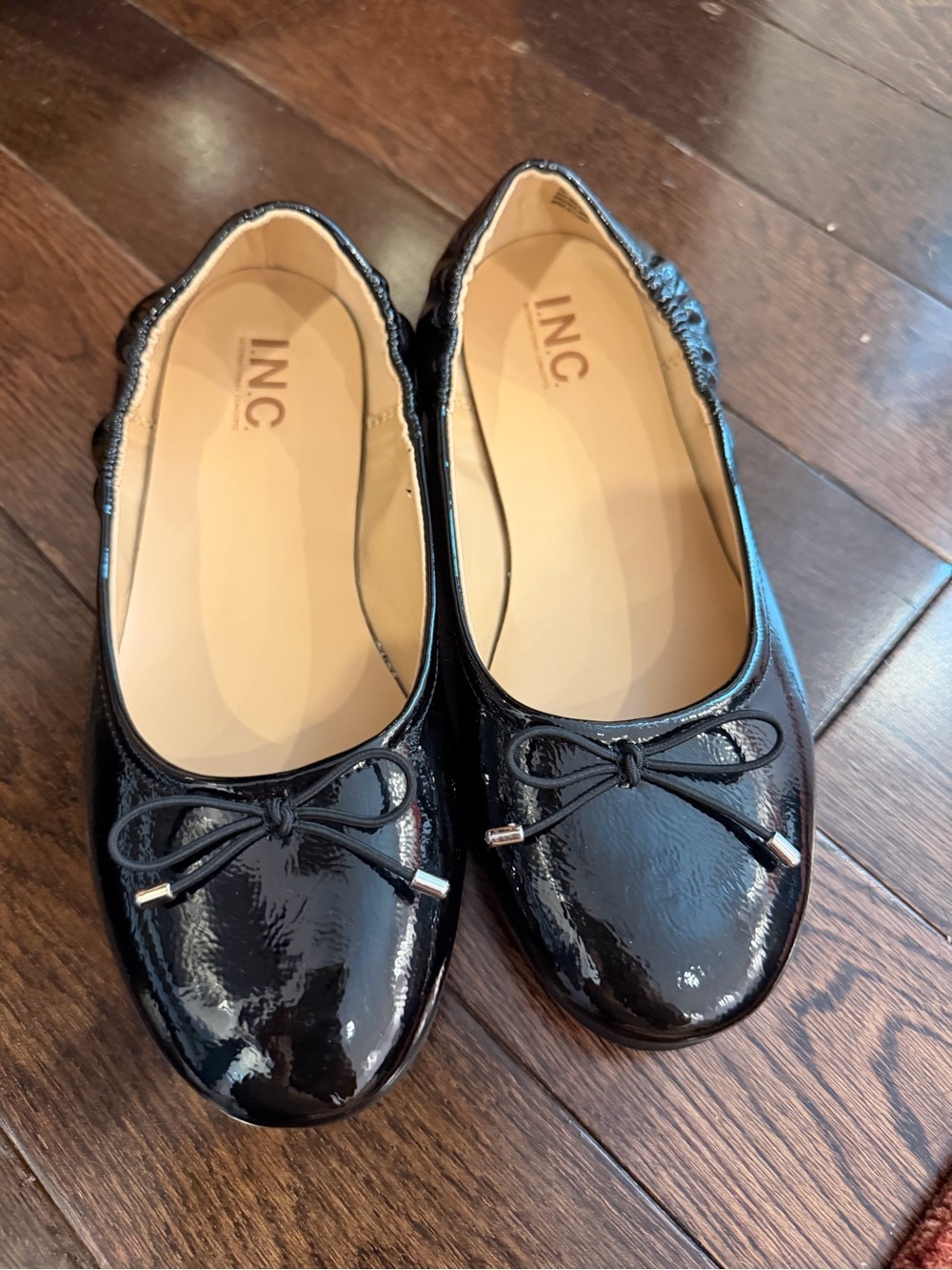 INC Black Patent Bow Ballet Flats size 4 girls